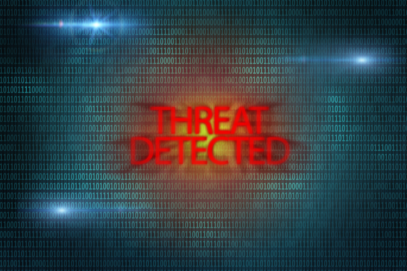 Threat detected sign with a binary background.