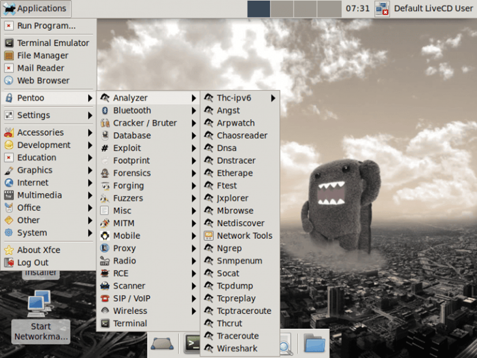 Screencapture of Pentoo interface.