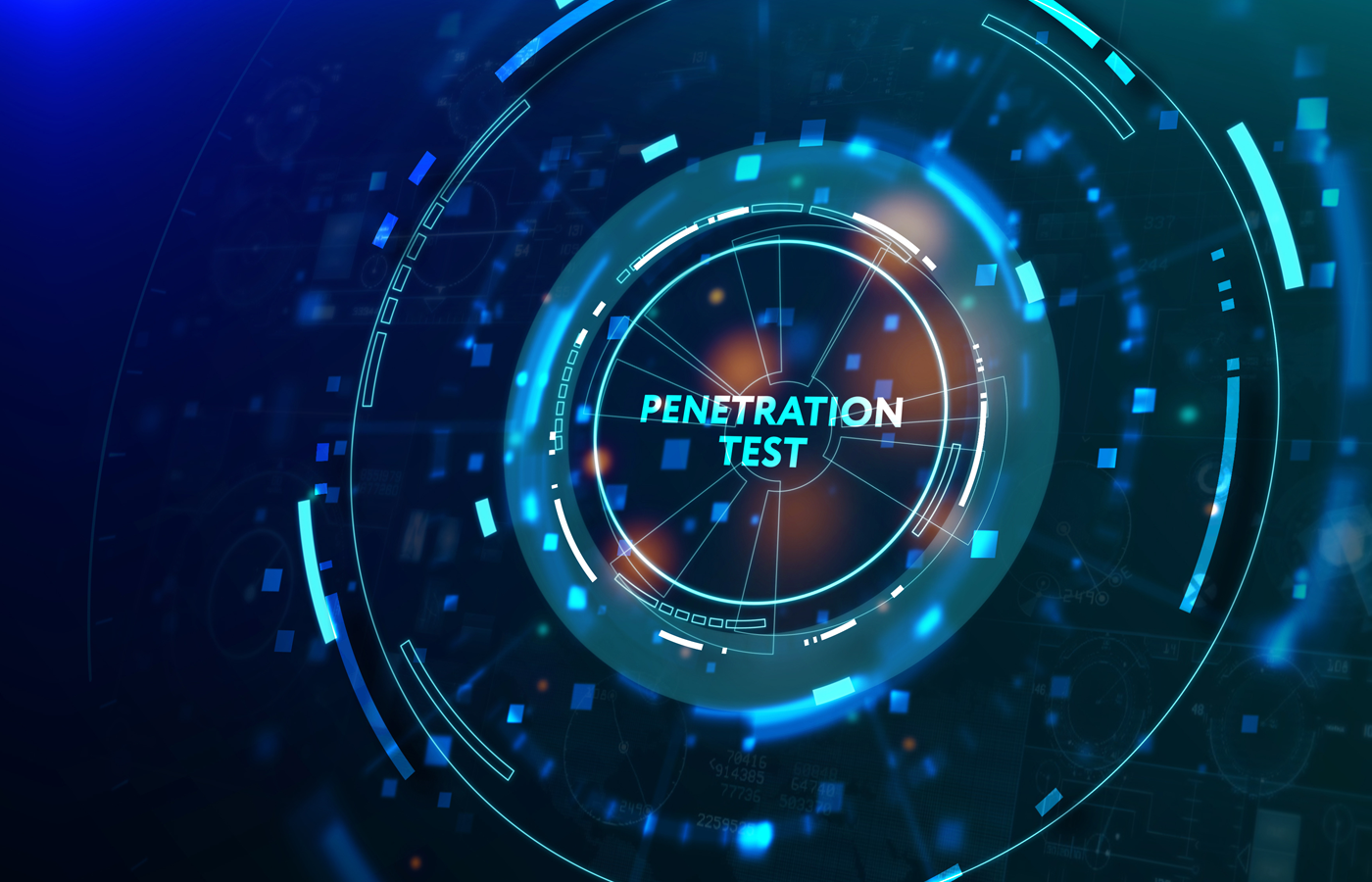 Penetration test inscription on a digital background.