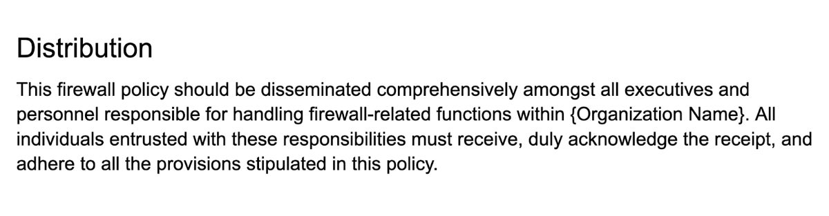 Distribution section of the firewall policy.