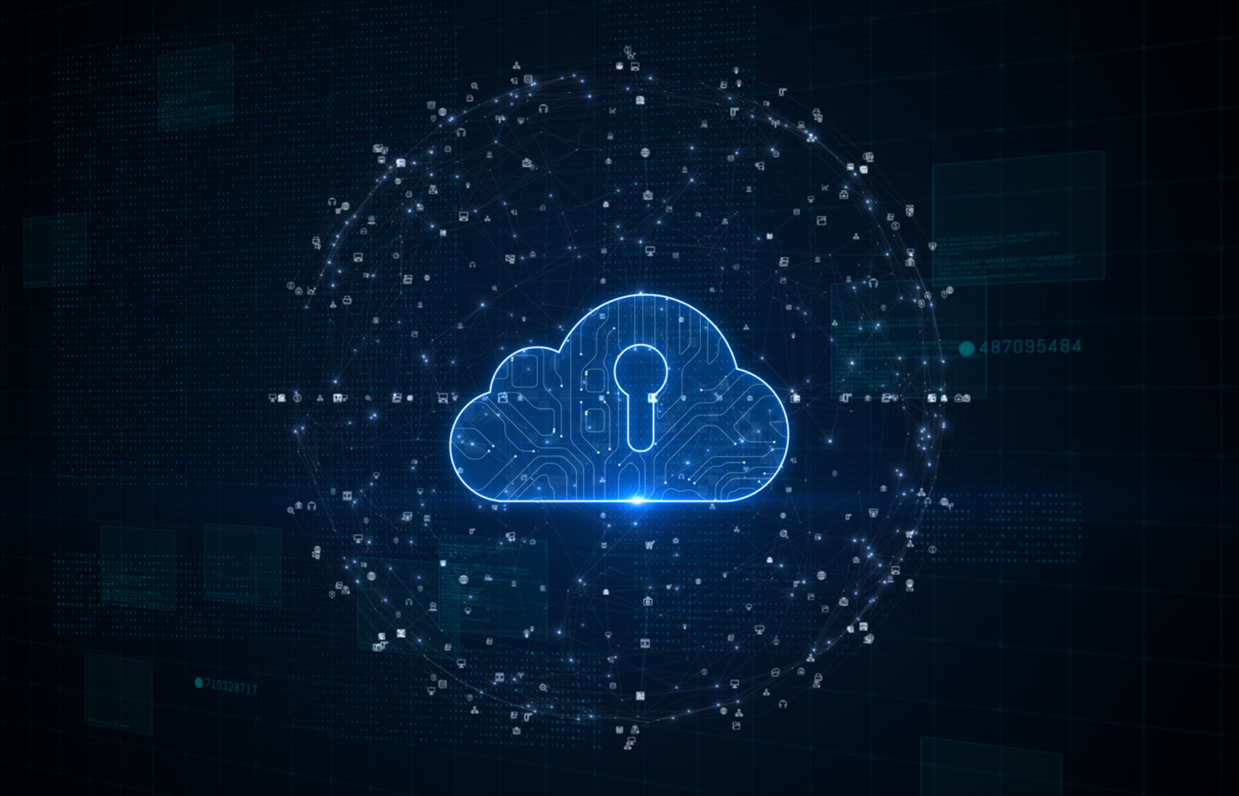 Cloud security concept on abstract technology background.