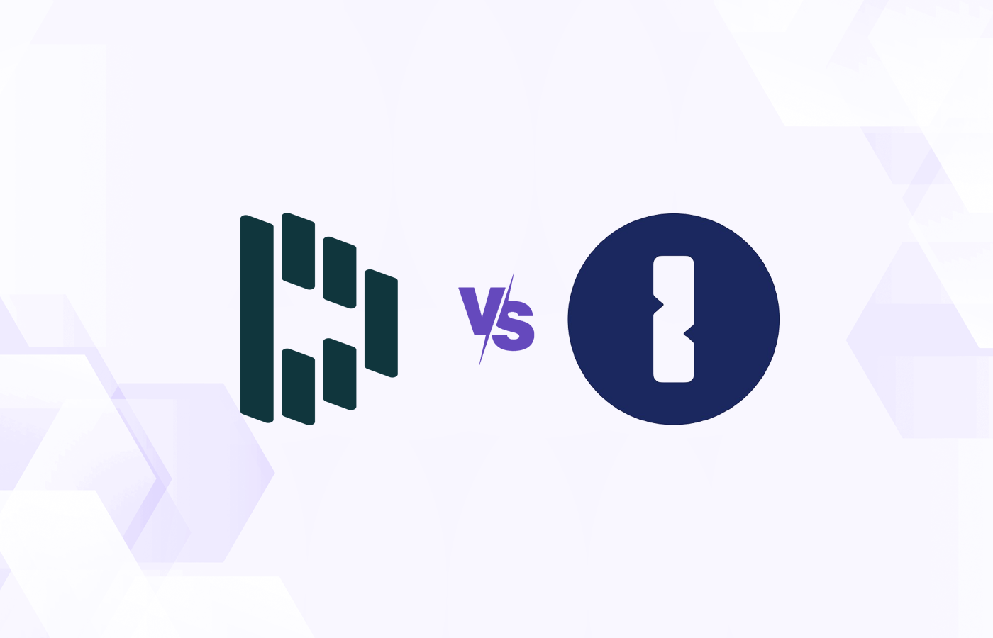 Versus graphic featuring the icons of Dashlane and 1Password.