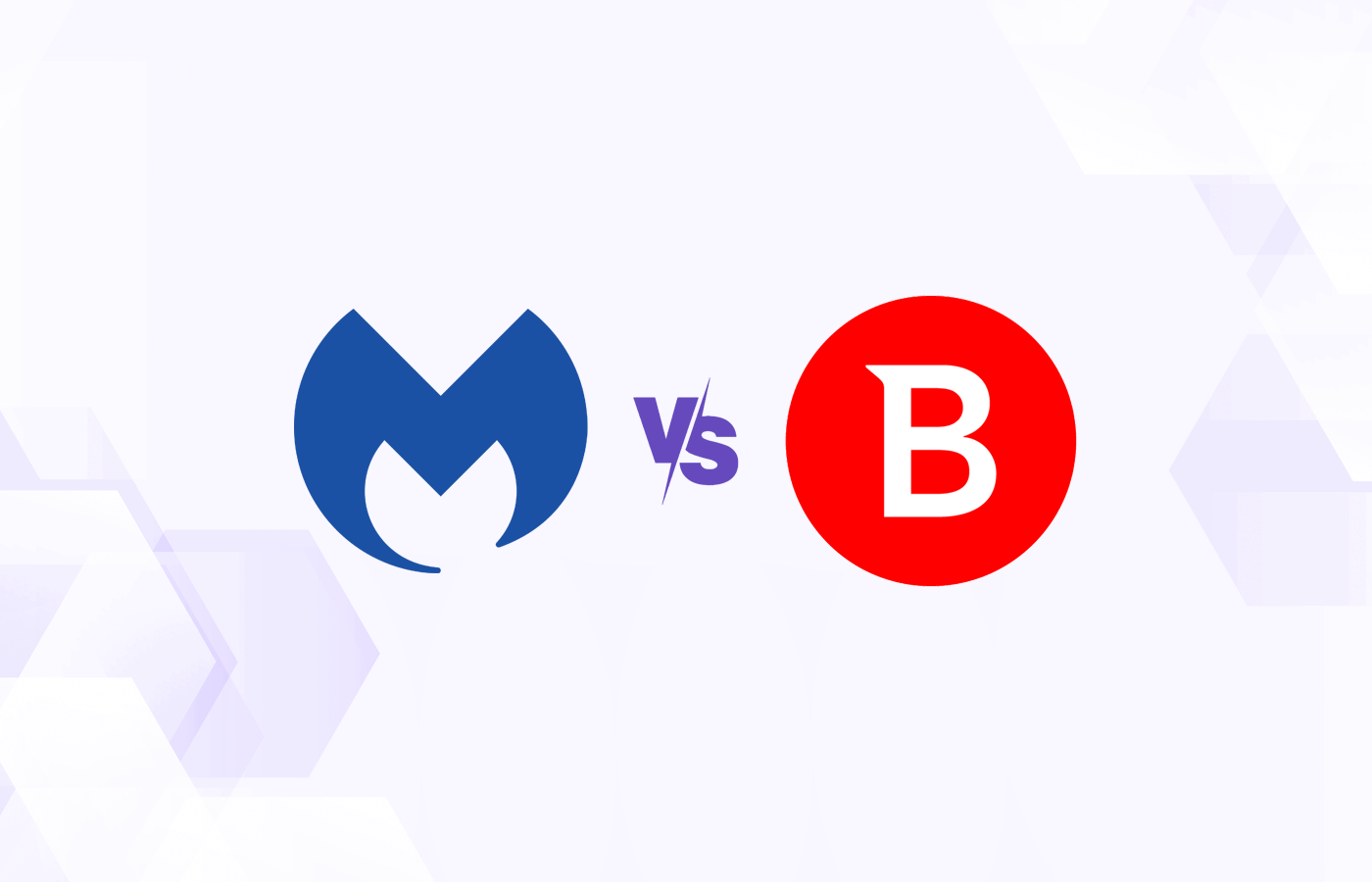 Versus graphic featuring the icons of Malwarebytes and Bitdefender.