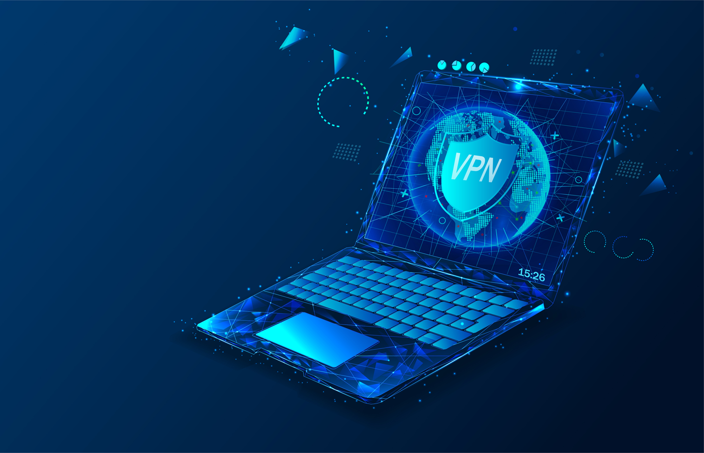 Illustration of a laptop with a VPN on display.