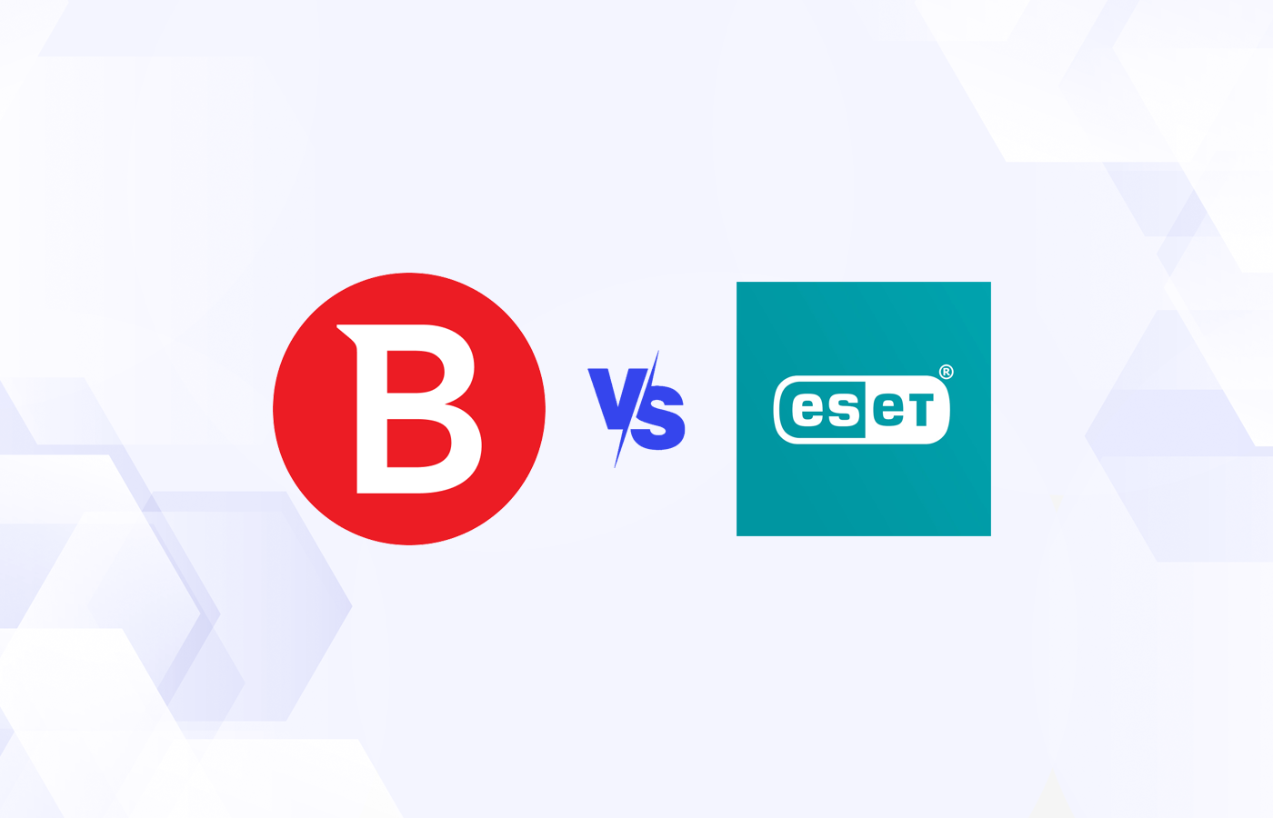 Versus graphic featuring the icons of Bitdefender and ESET.