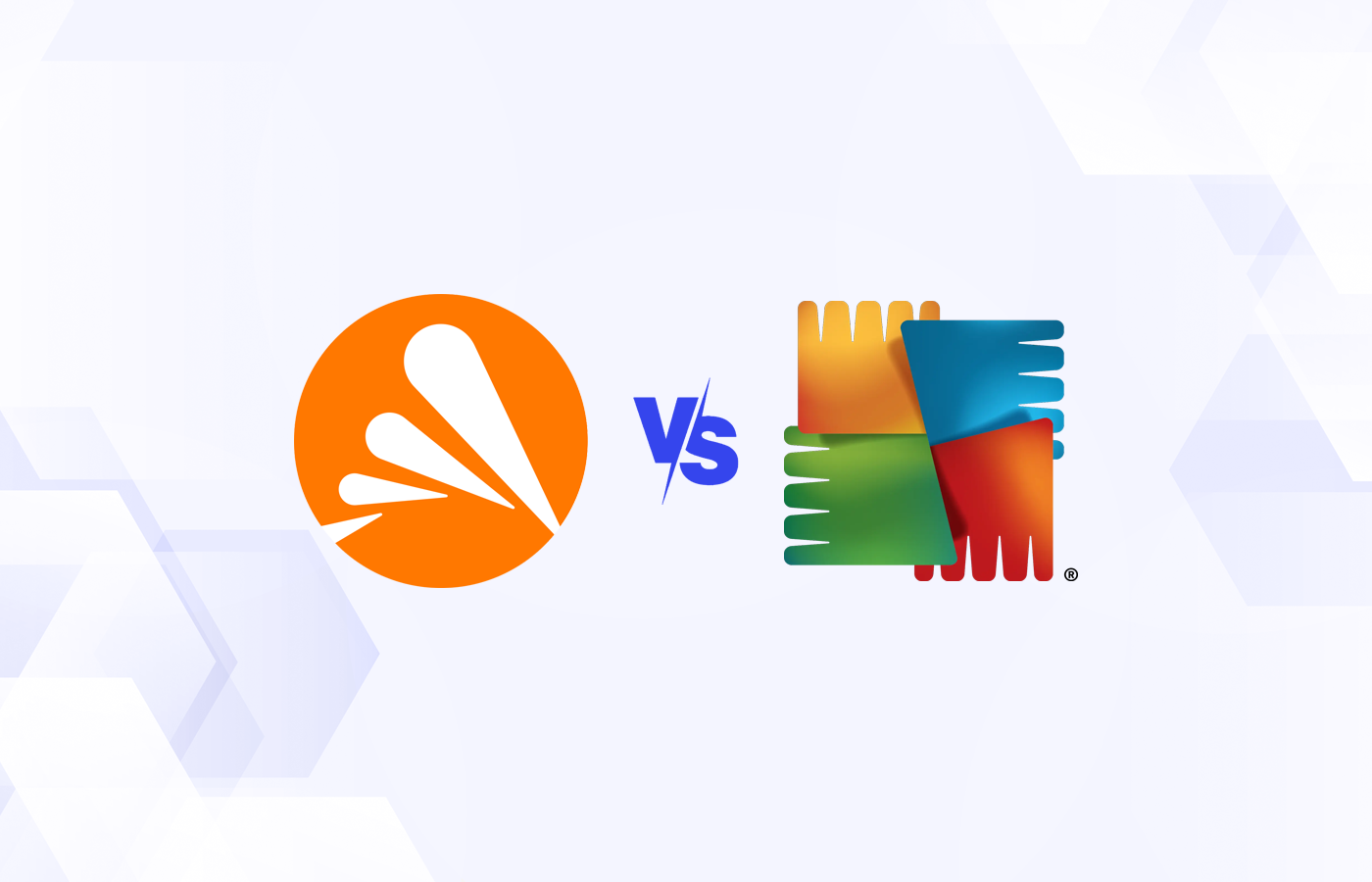 Versus graphic featuring the icons of Avast and AVG.