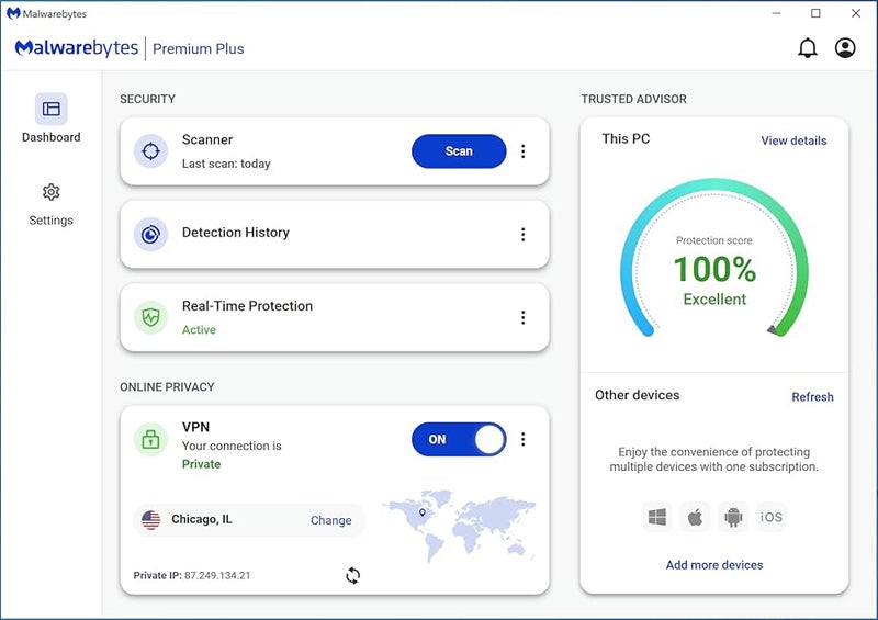 Malwarebytes interface.