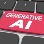 Generative AI text on keyboard.
