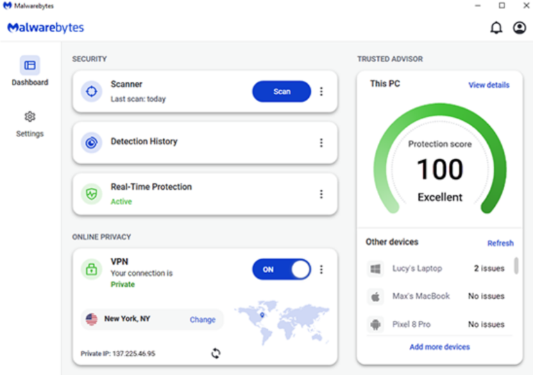 Malwarebytes interface.