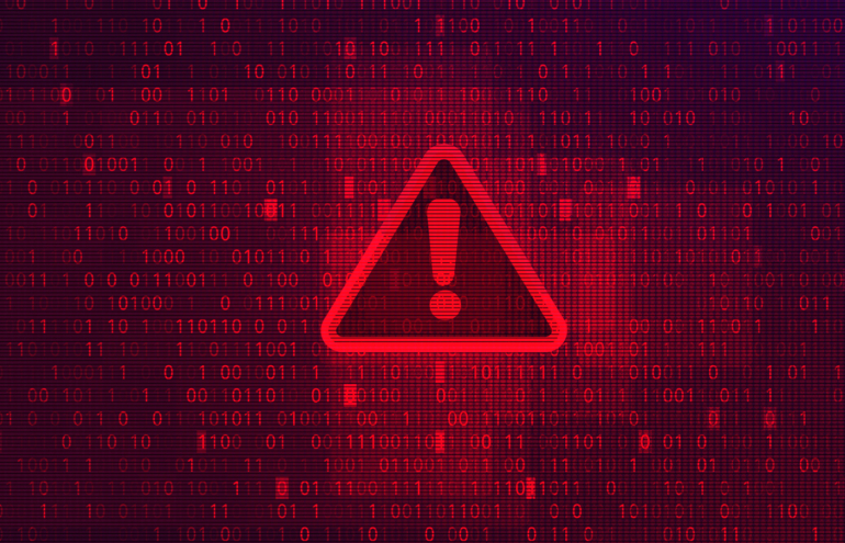 Abstract Red Background with Binary Code Numbers.