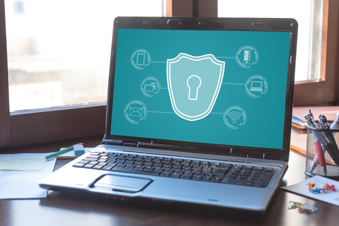 An antivirus software in laptop.