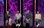 Microsoft employees at Black Hat 2025 in Las Vegas: (l to r) Sherrod DeGrippo, director of threat intelligence strategy; Simeon Kakpovi, senior threat intelligence analyst; Andrew Rapp, senior director of incident response; Aarti Borkar, corporate vice president, security customer success and incident response.